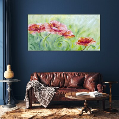 Foto op glas Een bloemenlandschap in pasteltinten