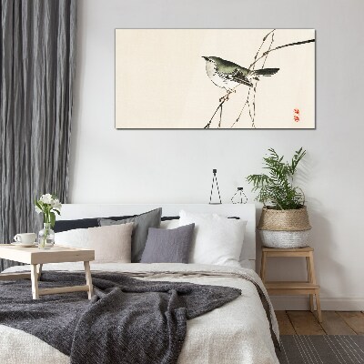 Schilderij op glas Een vogel op een tak
