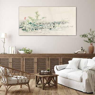 Glas foto De rust van de natuur in delicate kleuren