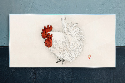 Schilderij op glas Een haan in delicate kleuren