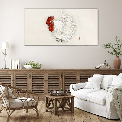 Schilderij op glas Een haan in delicate kleuren