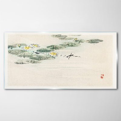 Foto op glas Waterlelies op een kalm wateroppervlak