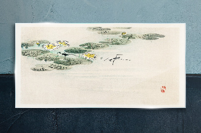 Foto op glas Waterlelies op een kalm wateroppervlak