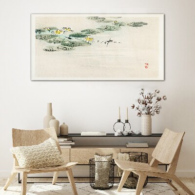 Foto op glas Waterlelies op een kalm wateroppervlak