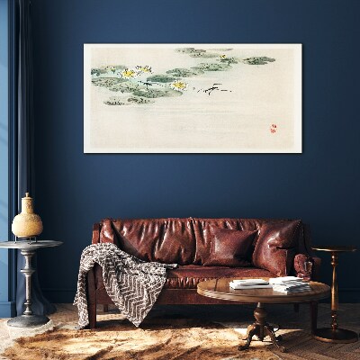 Foto op glas Waterlelies op een kalm wateroppervlak