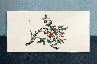 Foto op glas Rode vrucht op een tak