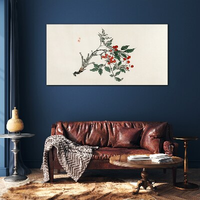 Foto op glas Rode vrucht op een tak