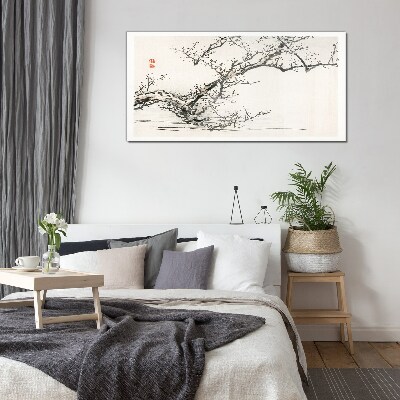 Foto op glas Japanse bloeiende tak