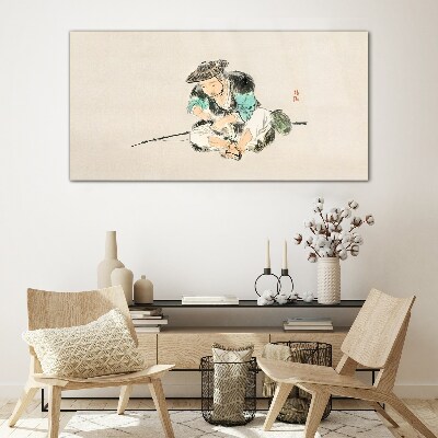 Foto op glas Jeugd met een kat