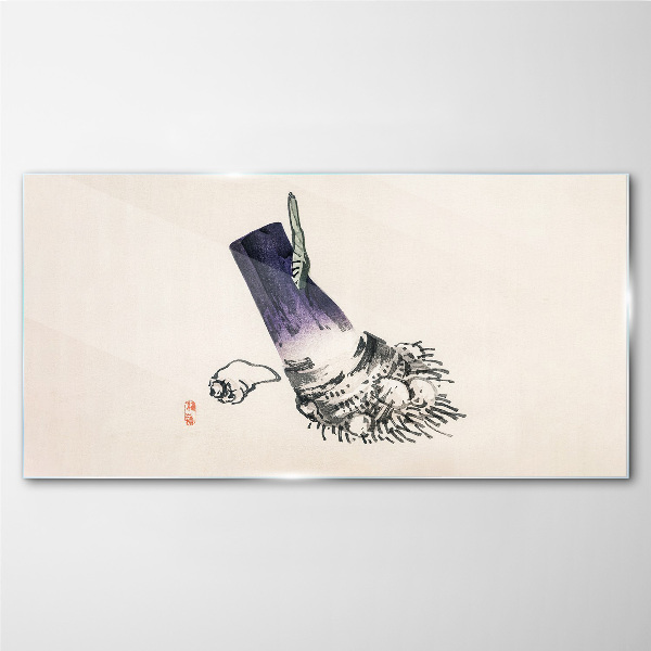 Schilderij op glas Een hand met een borstel en een schelp