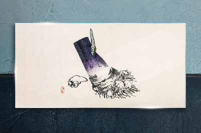 Schilderij op glas Een hand met een borstel en een schelp