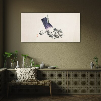 Schilderij op glas Een hand met een borstel en een schelp