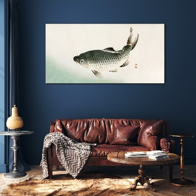 Schilderij op glas Karper in het waterlandschap