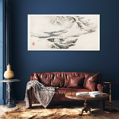 Glas foto Winterlandschap met een brug