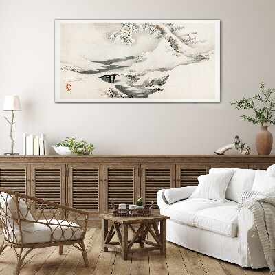 Glas foto Winterlandschap met een brug