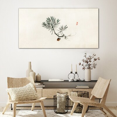 Foto op glas Pijnboom op een witte achtergrond