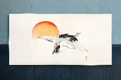 Glas foto Gouden Dageraad met een Kraan