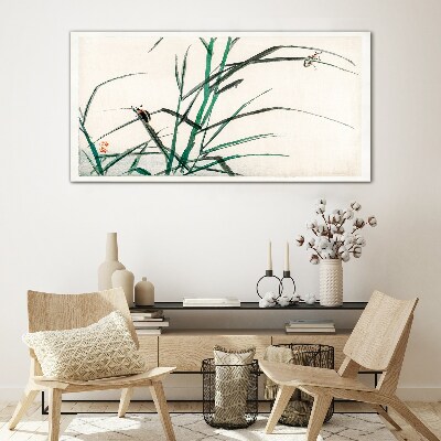 Schilderij op glas Grassen en insecten in harmonie