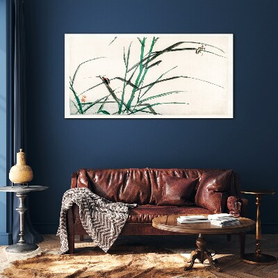 Schilderij op glas Grassen en insecten in harmonie