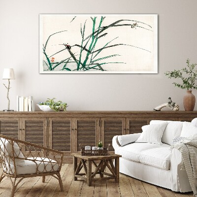 Schilderij op glas Grassen en insecten in harmonie