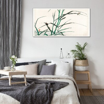 Schilderij op glas Grassen en insecten in harmonie