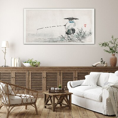 Glas foto Visser in een rustige omgeving