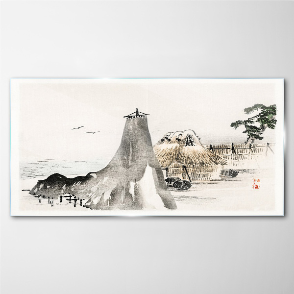 Schilderij op glas Een vredig kustlandschap