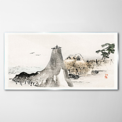 Schilderij op glas Een vredig kustlandschap