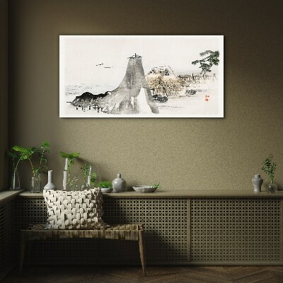 Schilderij op glas Een vredig kustlandschap