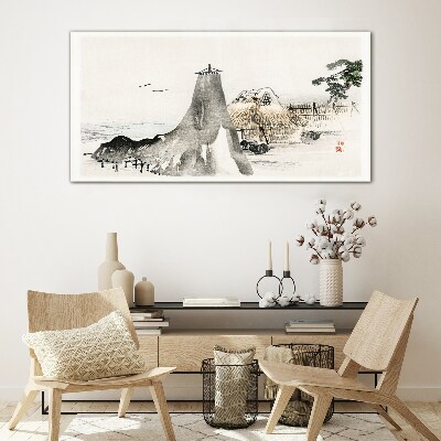 Schilderij op glas Een vredig kustlandschap