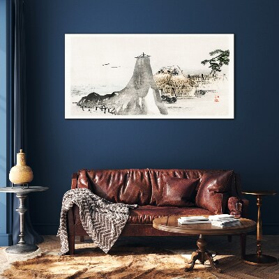 Schilderij op glas Een vredig kustlandschap