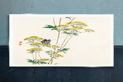 Foto op glas Bloemenharmonie met een vlinder