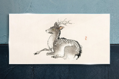 Schilderij op glas Een kalm hert in delicate tinten