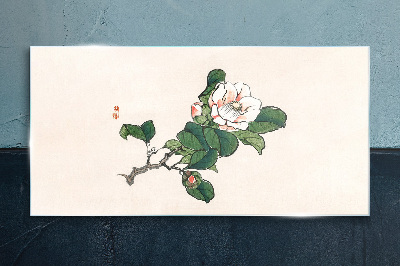 Schilderij op glas Magnoliabloem op een tak