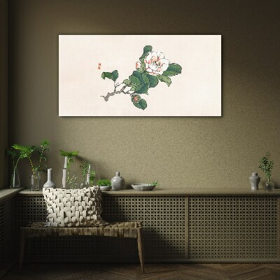Schilderij op glas Magnoliabloem op een tak