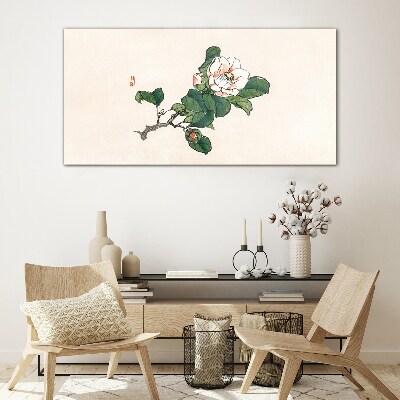 Schilderij op glas Magnoliabloem op een tak