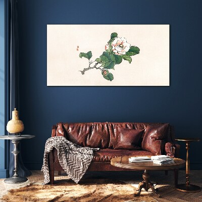 Schilderij op glas Magnoliabloem op een tak