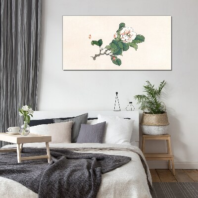 Schilderij op glas Magnoliabloem op een tak