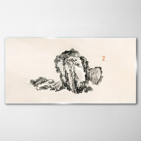 Schilderij op glas Landschap in zwart-wit