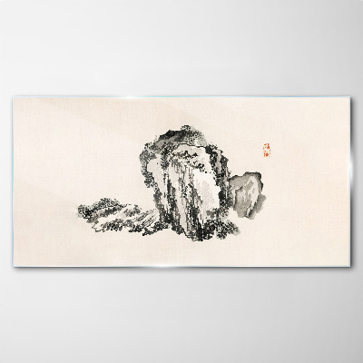 Schilderij op glas Landschap in zwart-wit