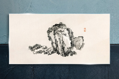 Schilderij op glas Landschap in zwart-wit