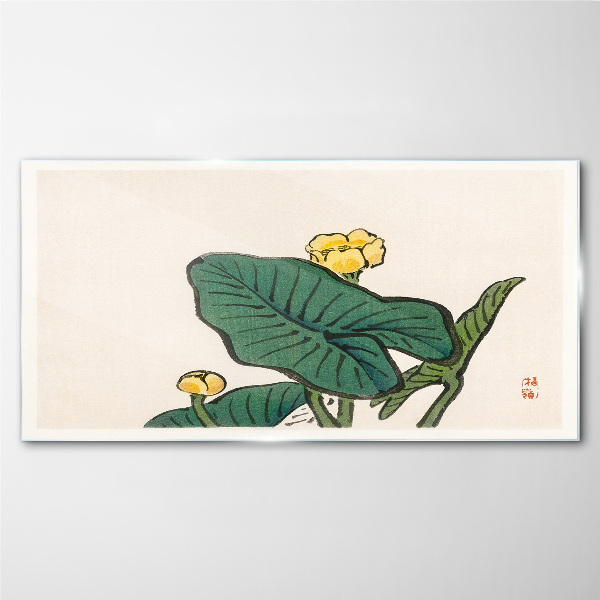 Glas foto Bloemen tegen de achtergrond van bladeren