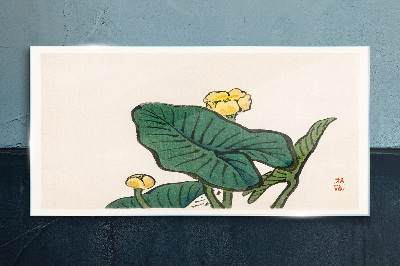 Glas foto Bloemen tegen de achtergrond van bladeren