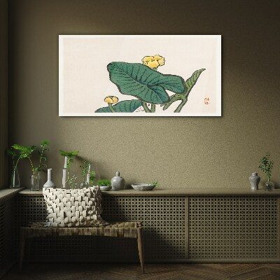 Glas foto Bloemen tegen de achtergrond van bladeren