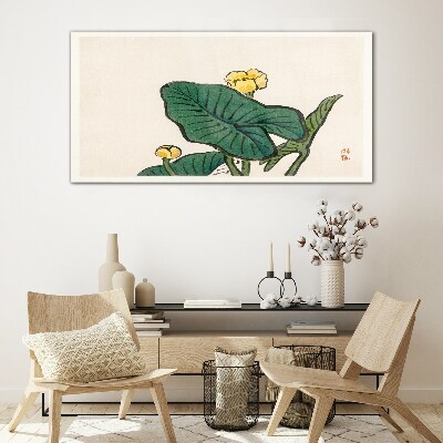 Glas foto Bloemen tegen de achtergrond van bladeren