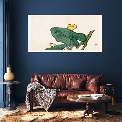 Glas foto Bloemen tegen de achtergrond van bladeren