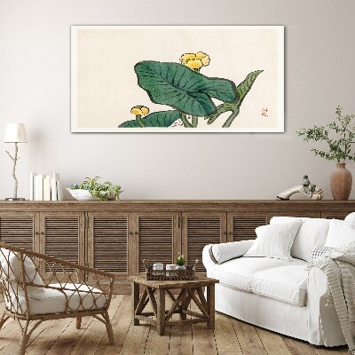 Glas foto Bloemen tegen de achtergrond van bladeren