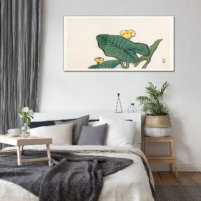 Glas foto Bloemen tegen de achtergrond van bladeren