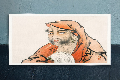 Schilderij op glas Portret van een vrouw in traditionele klederdracht