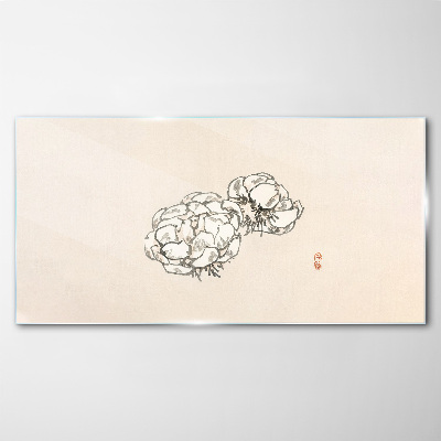 Foto op glas Bloemen op een lichte achtergrond